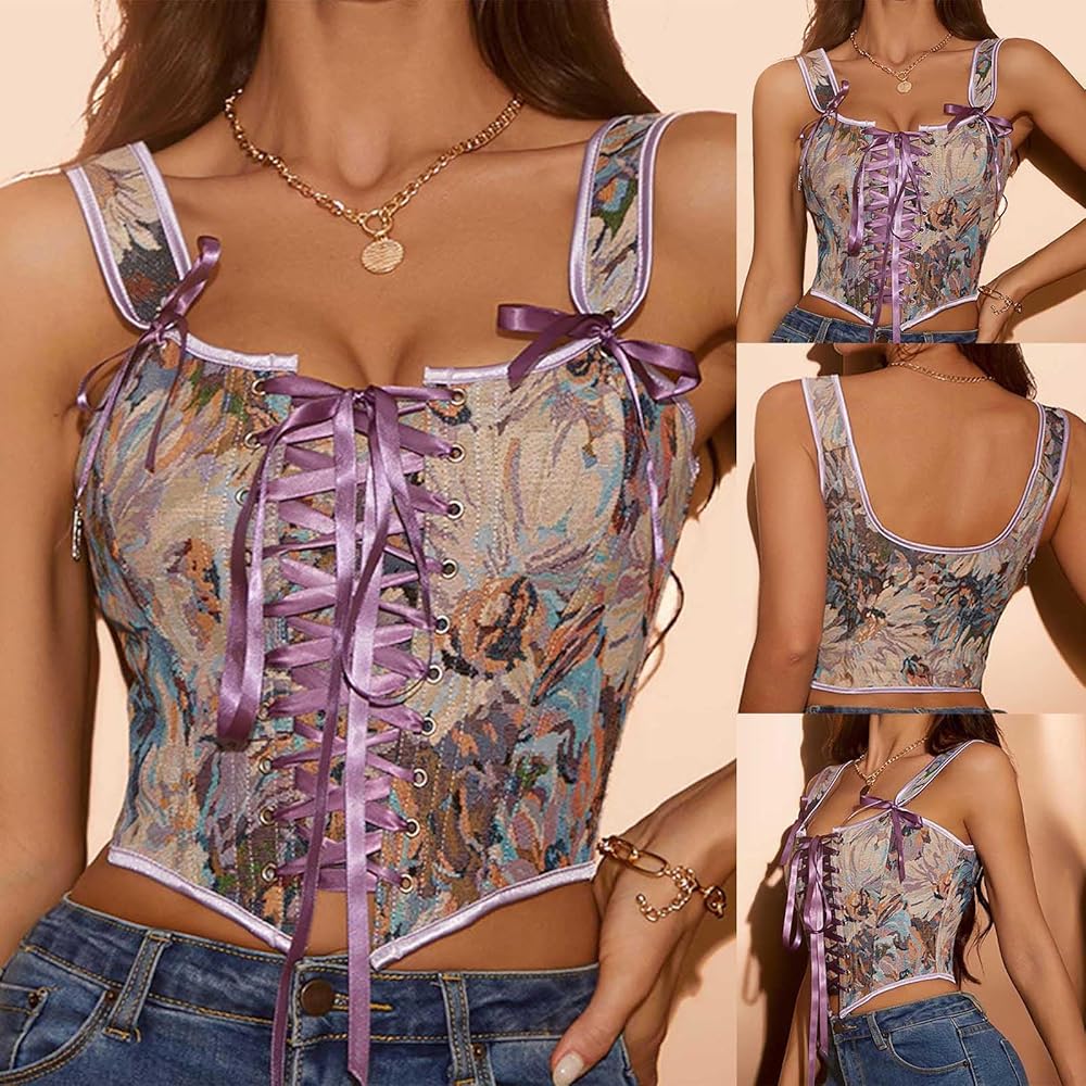 Amazon.com: Sinzelimin Court Corsets for Women's Ribbon Lace