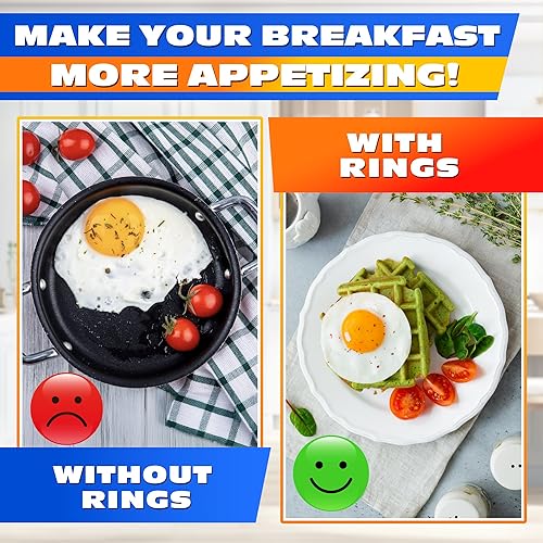 Miniatura 6 de Egg Rings for Frying Eggs - 2Pcs Round Egg Cooker Ring Egg Circles for Frying Eggs Egg Molds Fried Egg Cooker Ring - Egg Mold for Breakfast