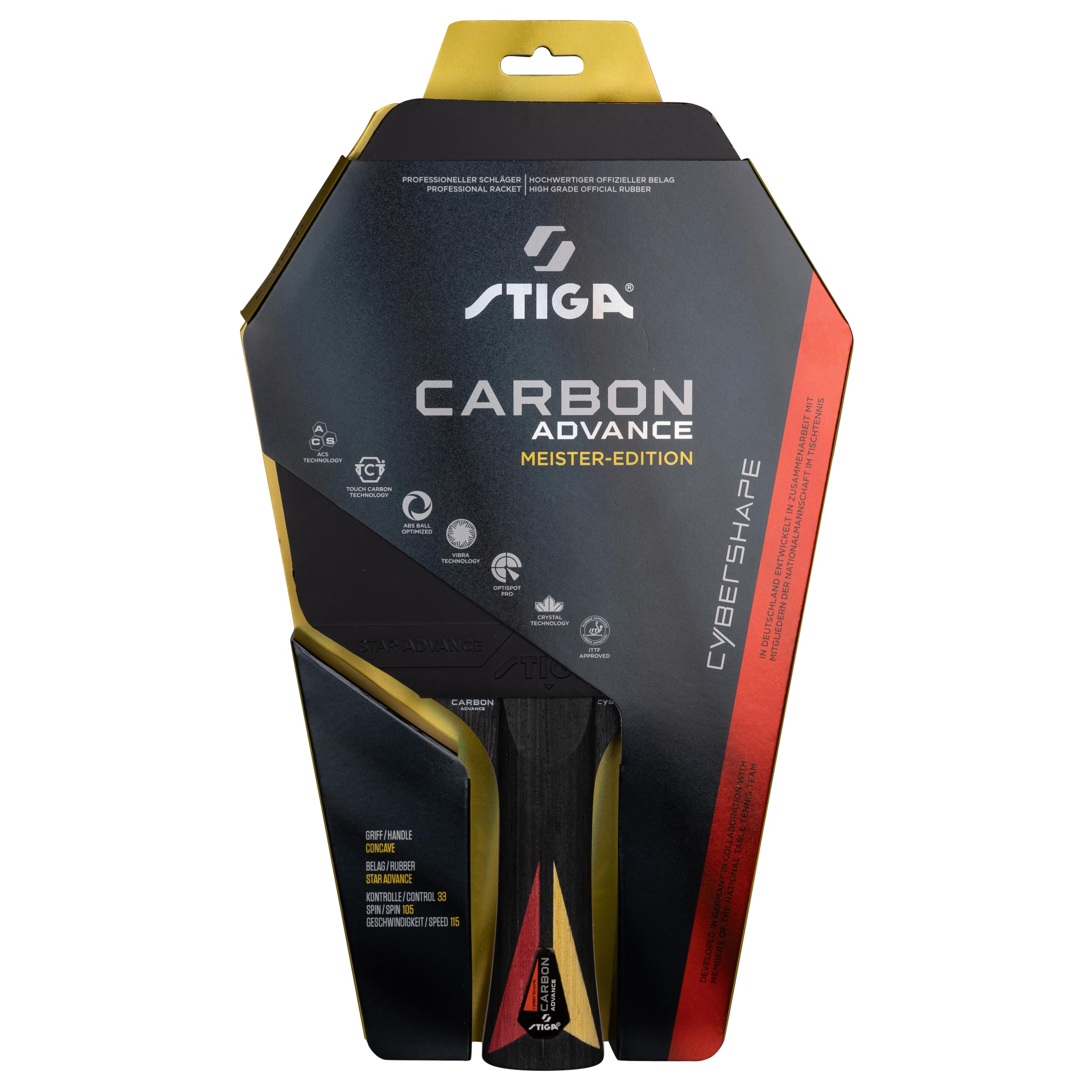 STIGA Table Tennis Bat Carbon Advance Cybershape Meister-Edition