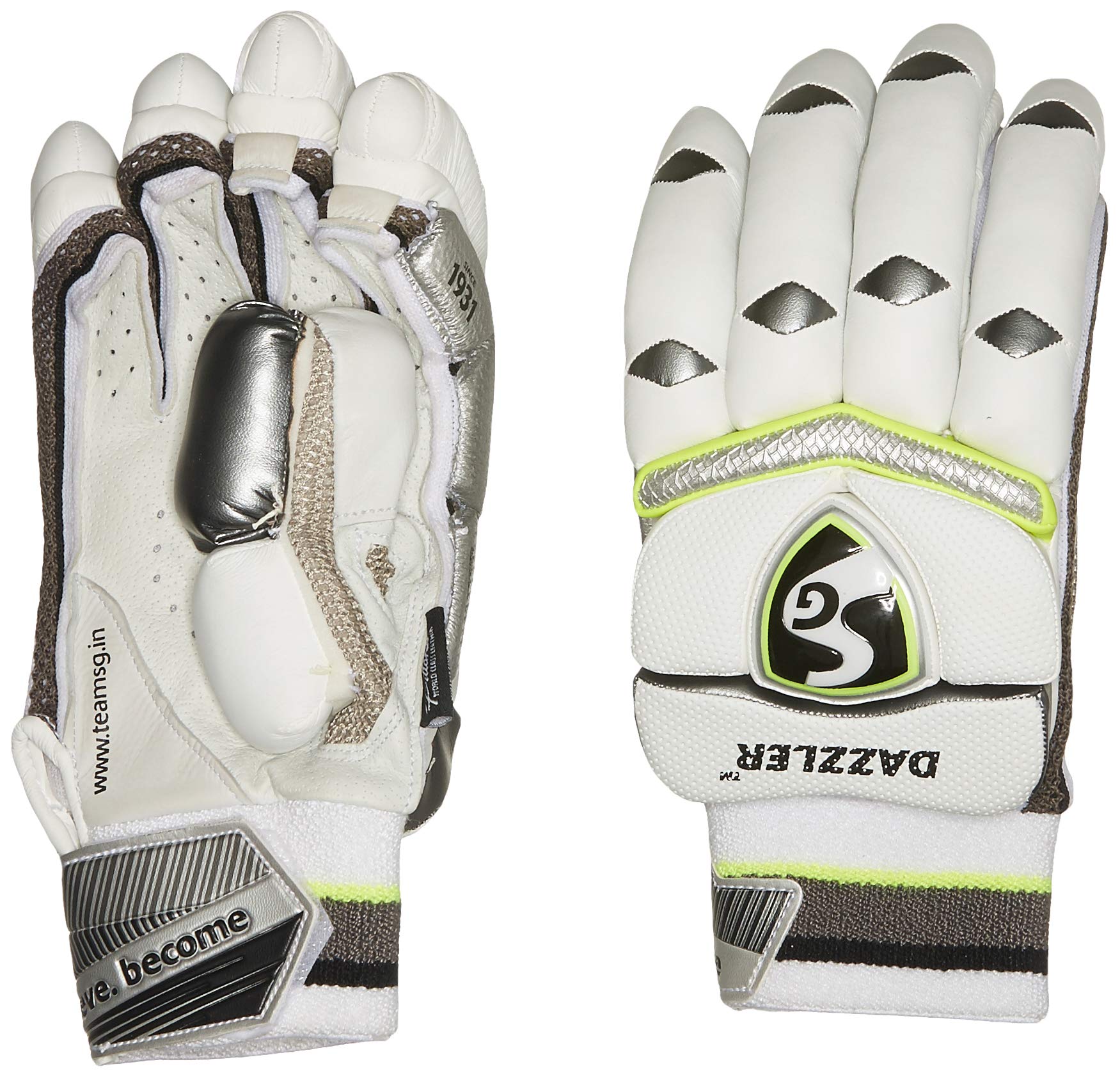 SG Dazzler S Cricket Batting Gloves | Color: Multicolor | Size: Mens, Right Hand | for Men & Boys | Material: Leather & PU | Protection for Better Performance | Light Weight (B0823SDC2B) Amazon Price History, Amazon Price Tracker