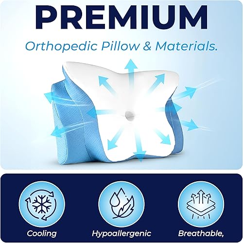 Miniatura 4 de YESINDEED Almohada refrescante para aliviar el dolor soporte cervical para dormir, diseño de espuma viscoelástica contorneada para dolor de cuello y