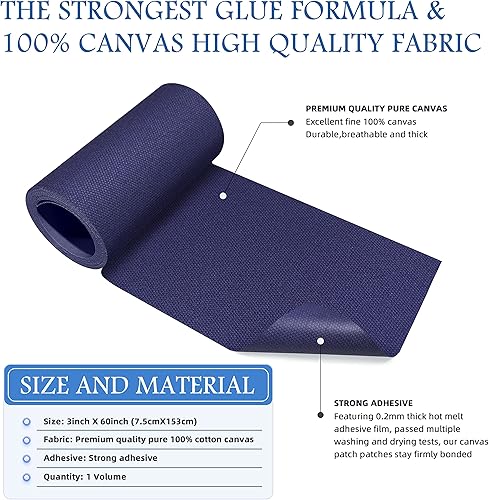 Miniatura 2 de King Mountain Parche de lona para planchar 3 x 60 pulgadas parche de reparación de tela 100 algodón utilizado para varios sofás tiendas de campaña