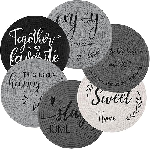 Juego de 6 manteles individuales redondos de algodón de 13 pulgadas, manteles individuales tejidos bohemios, manteles para mesa de comedor,