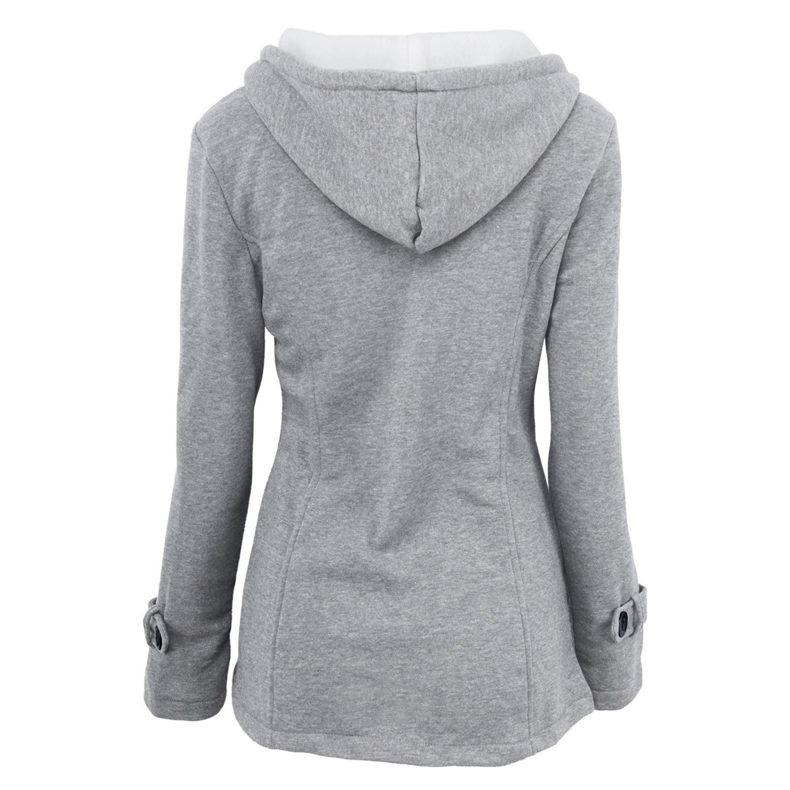Hornknöpfe Damen Cardigan Kapuze gepolstert – einfarbig, warm