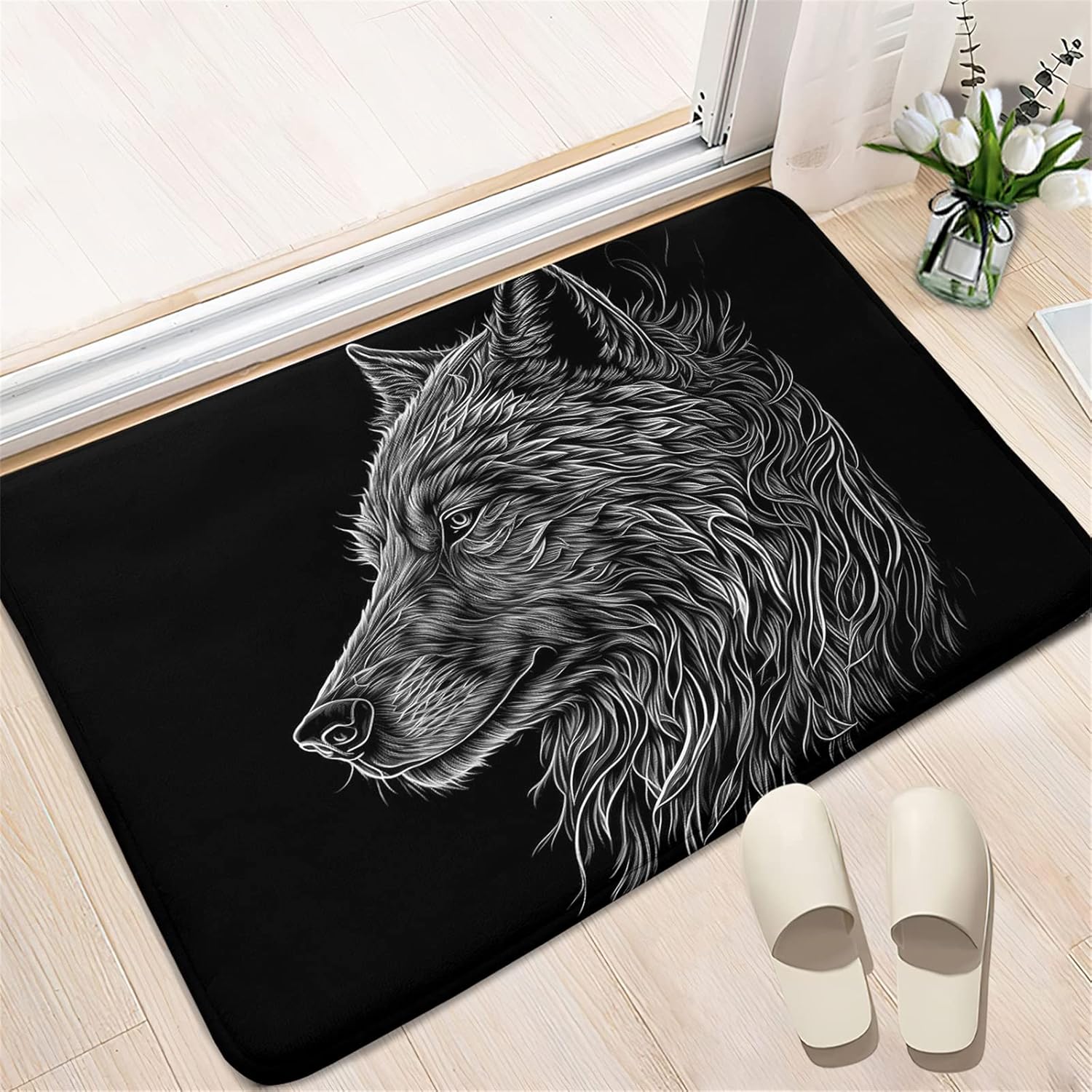 Wolf Rug - Animal Wolf Rugs for Boys Room Outdoor Indoor Floor Mat Doormats for Home Decor, 2'×3'