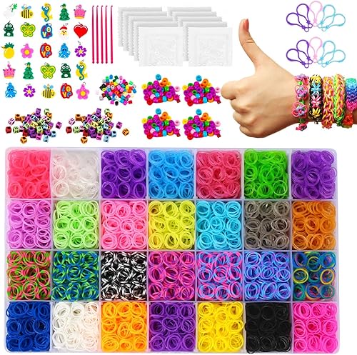 NEOWEEK 11900+ bandas de goma para el kit de fabricación de pulseras, kit de repuesto de bandas de telar de 28 colores, pulseras de goma para artes disponible en Yaxa Guatemala