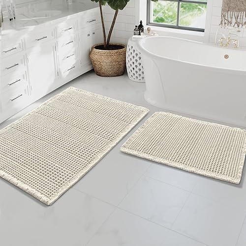 H.VERSAILTEX Tapete de baño súper absorbente, antideslizante, lavable a máquina, ultra suave, para junto a la bañera, 32 x 20 más 24 x 17 pulgadas,