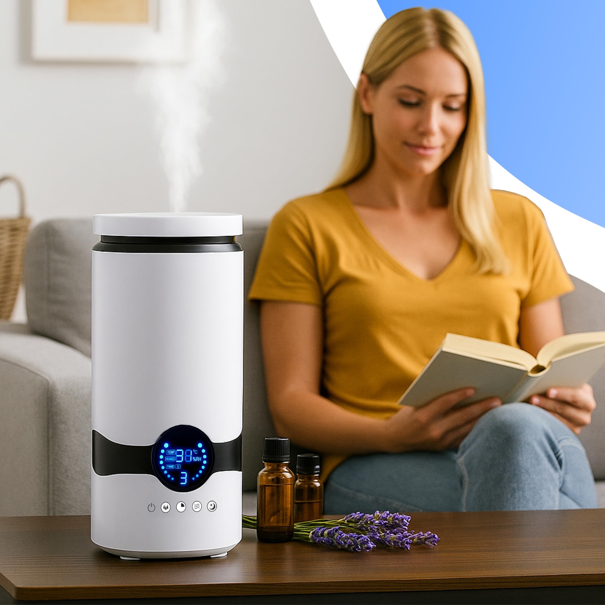 Retoo Umidificatore ad ultrasuoni contro aria di riscaldamento asciutta 4L, umidificatore con telecomando per camera da letto, cameretta dei bambini e piante,umidificatore ad aria,diffusore di aromi