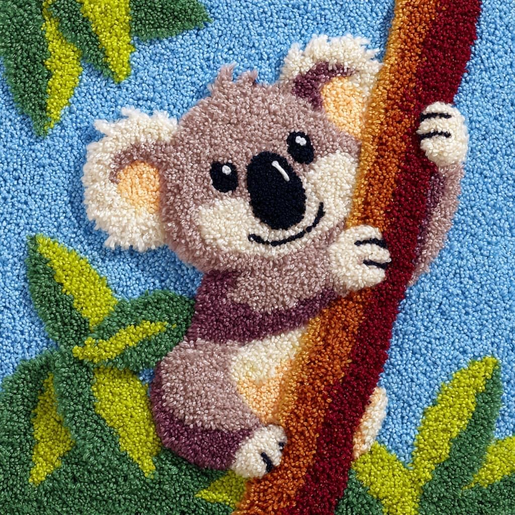 Taxpy Latch Hook Cushion Kits, Koala DIY Latch Hook Kits Pillow Printed Cushion Embroidery Needlework Craft Embroidery Kit,17x17inch