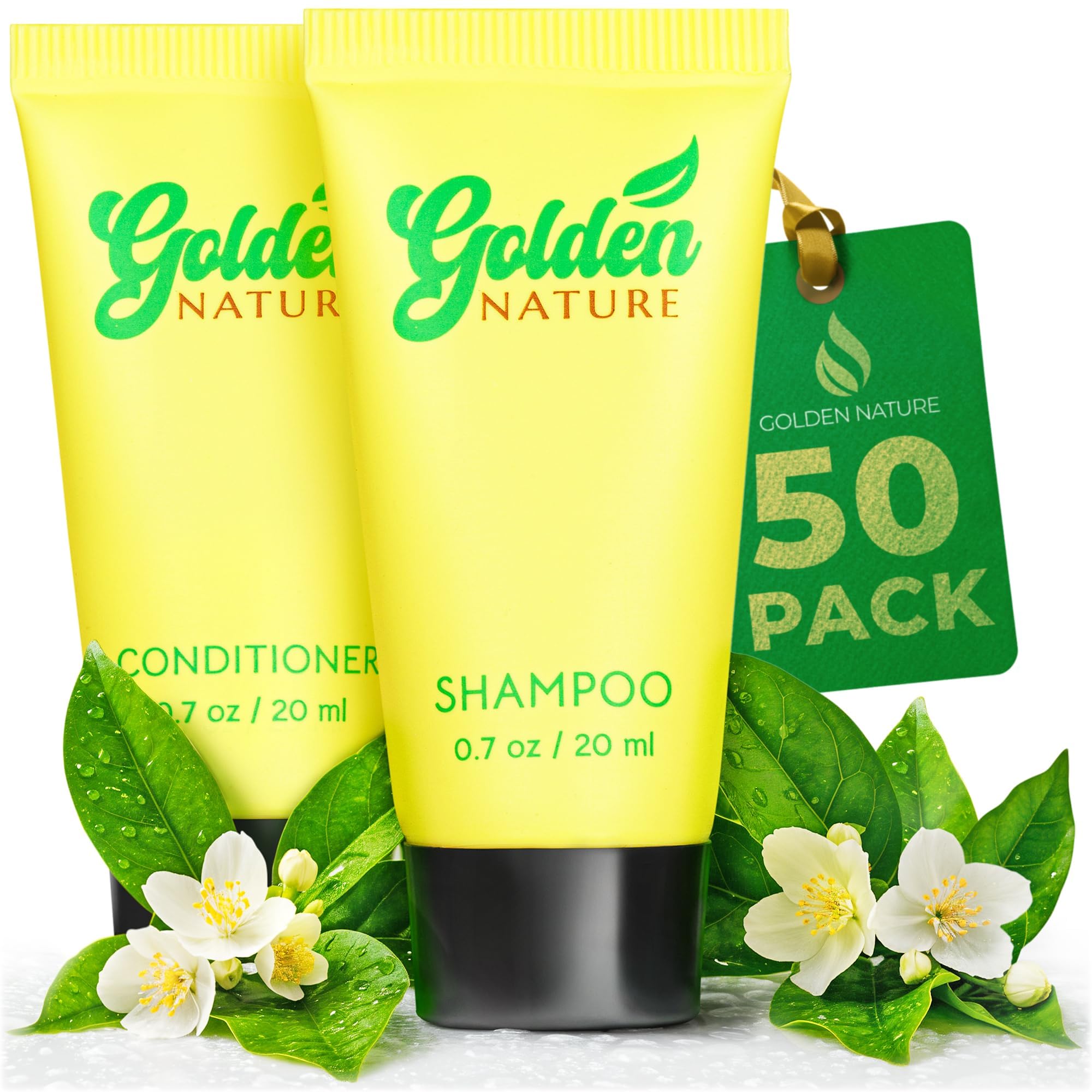 Golden Nature - Travel Size Shampoo & Conditioner Set - Jasmine, 0.7 fl oz, 100 Pcs - Delight Your Guests with Soothing & Refreshing Conditioners &