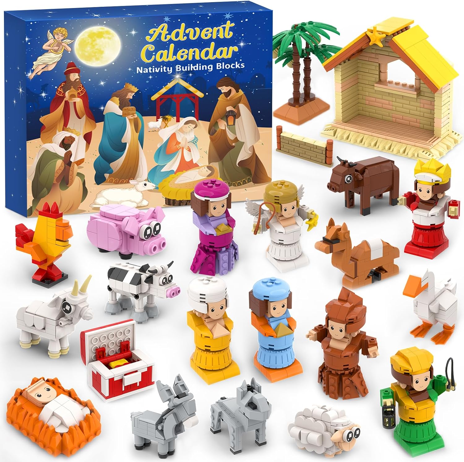 Nativity Advent Calendar 2026 for Kids - 24 Day Building Blocks Set | Christmas Countdown - Build Holy Family Nativity Scene - Christian Holiday Gift - Family Activity