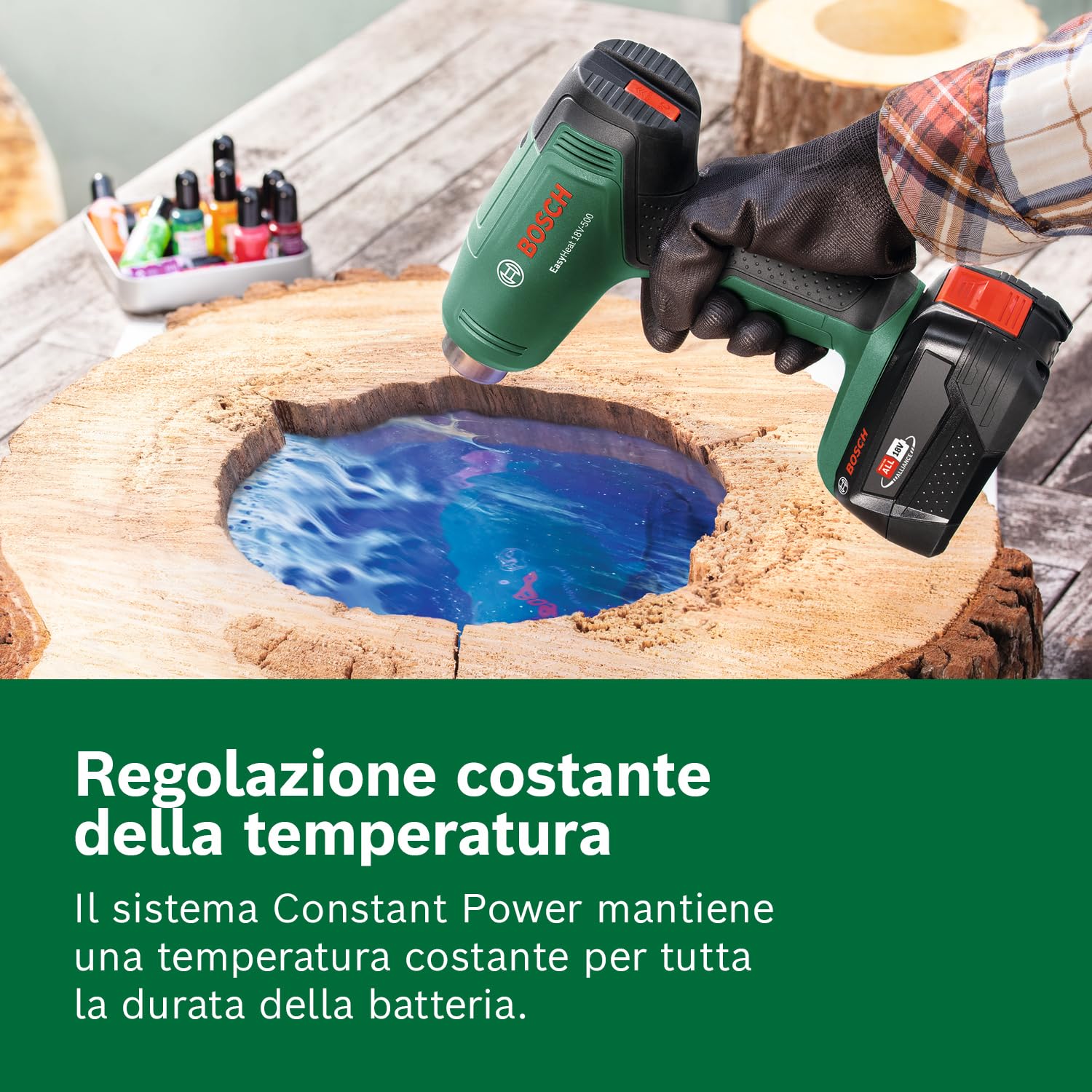Bosch 18V System Termosoffiatore a batteria EasyHeat 18V-500 (incl. bocchetta riduttrice)