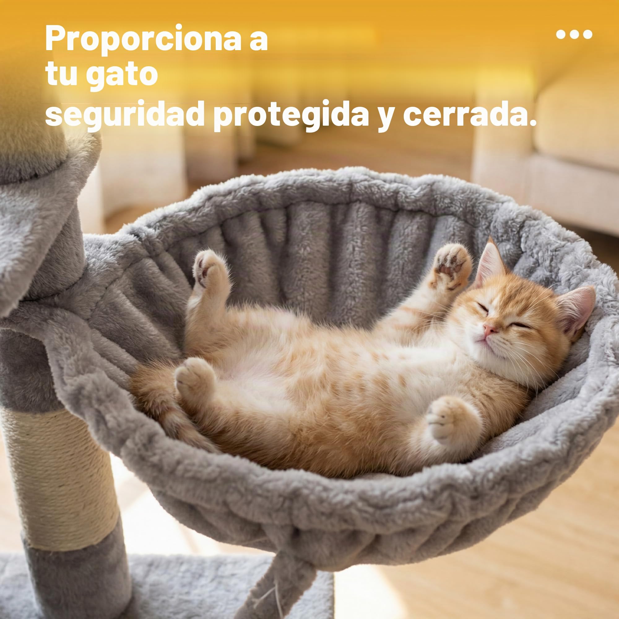 Hey-brother Árbol para Gatos, Árbol Rascador para Gatos, con Cama de Plataforma con cojín, Pelota de Juguete,Cueva cómoda, Hamaca y Poste de Arañar, Gris Claro 0EMPJ004SW-N-