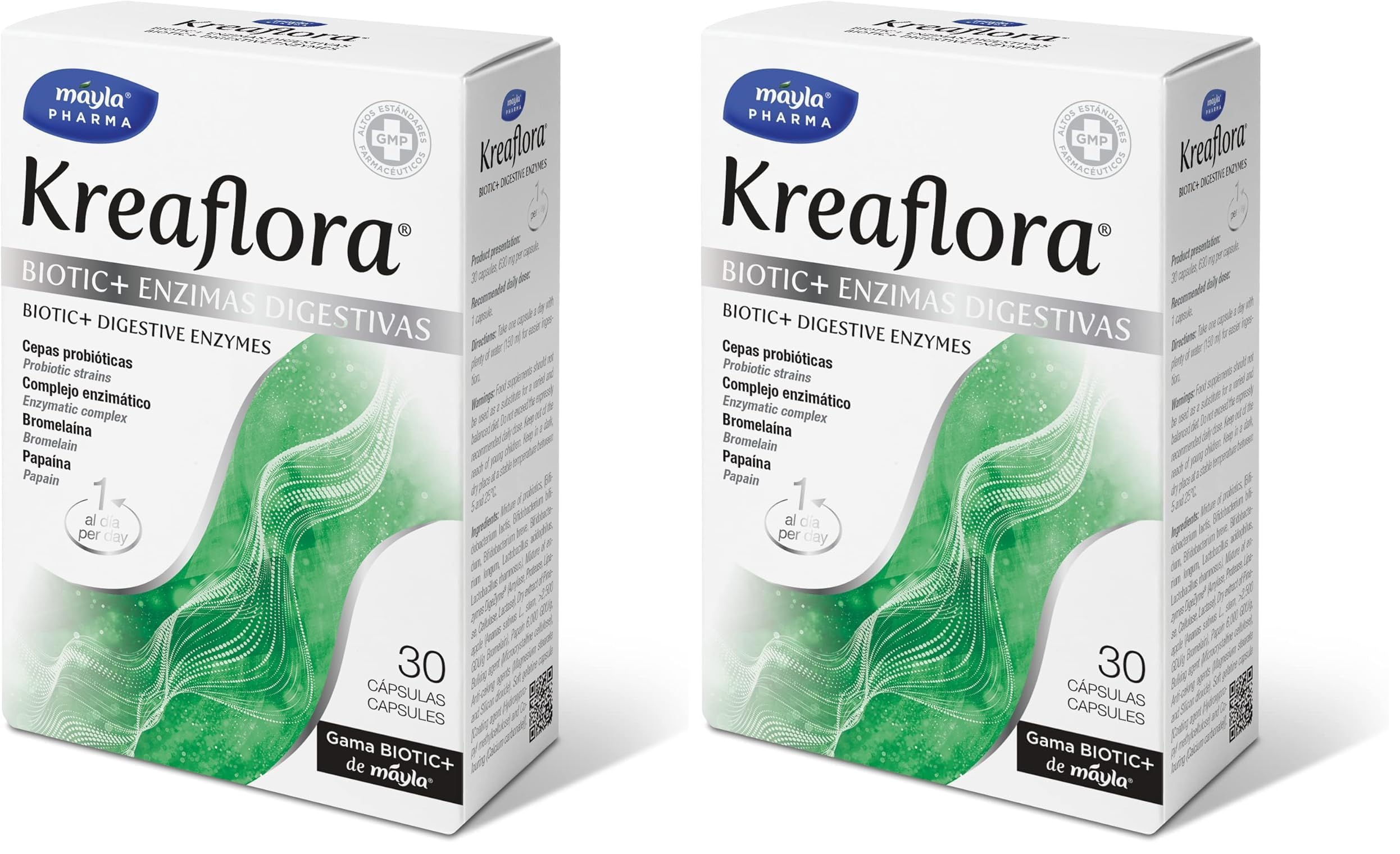 Enzimas Digestivas | Con Cepas probióticas + Complejo enzimático + Bromelaína + Papaína | Evitar digestiones pesadas | 30 Cápsulas |1 toma al día. (Paquete de 2)