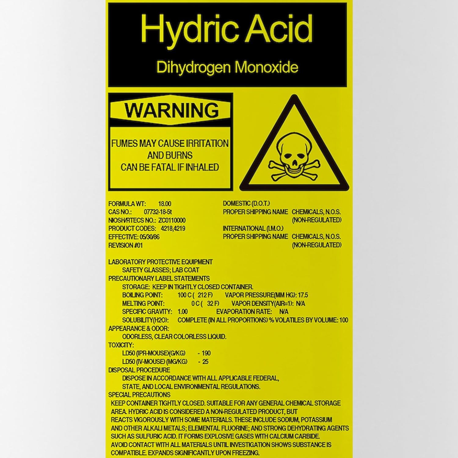 CafePress Hydric Acid Stainless Water Bottle 1 1.0L (34 oz) Stainless Steel Water Bottle
