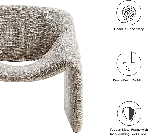 Miniatura 4 de Modway Vivi - Sillón de Acento Tapizado en Chenilla Caqui Felpa, Sillón Cómodo, Ideal como Silla Barrel Moderna, Silla de Lectura y Descanso para