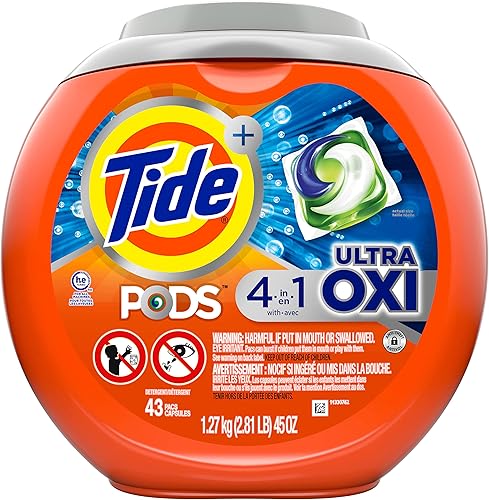 Miniatura 11 de Tide 4-n-1 Ultra Oxi PODS - Paquete de detergente para ropa, 32 unidades, compatible con HE, pretratador integrado para manchas