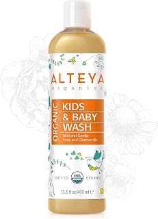 Alteya Organics Kids & Baby Wash USDA Certified Organic Baby Care, 13.5 Fl Oz/400 ml Mild and Gentle Cleanser and Shampoo