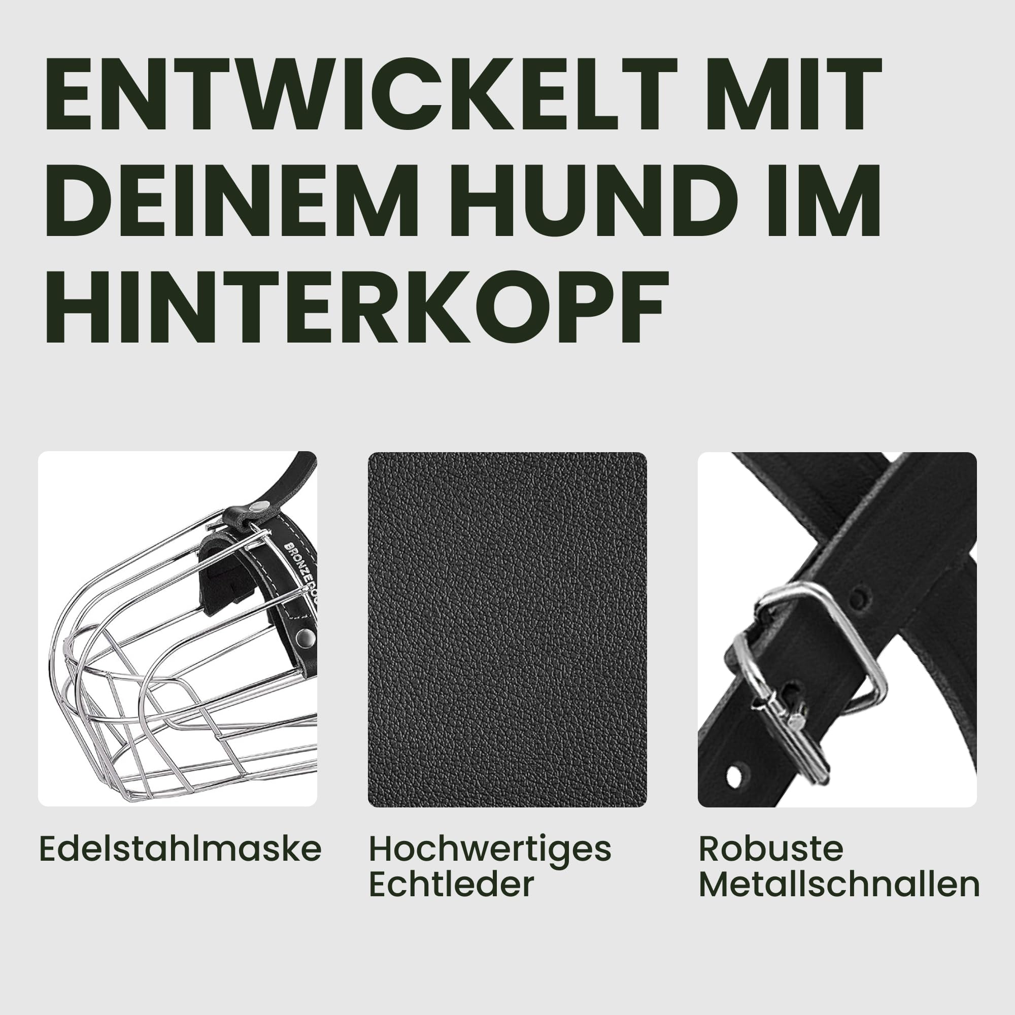 BRONZEDOG Edelstahl Metallmaulkorb für Extra Große Hunde, ermöglicht Hecheln und Trinken (Cane Corso)