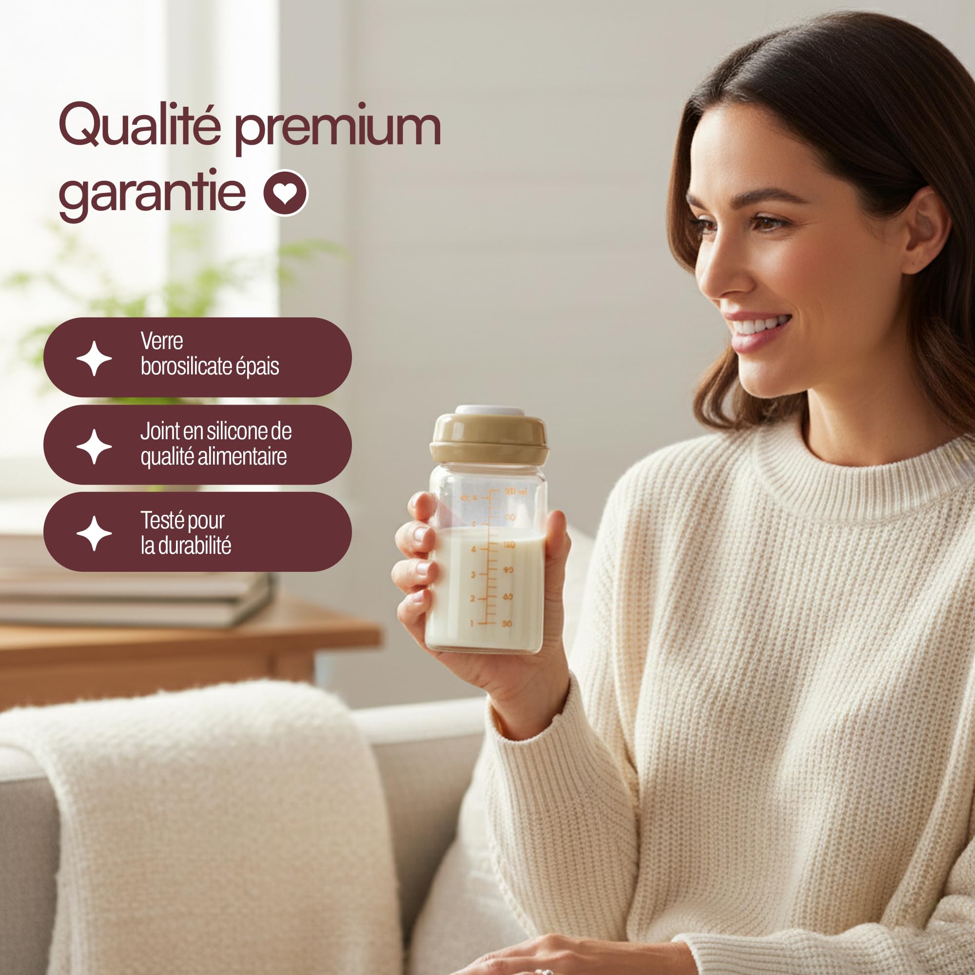 4 biberon in vetro da 180 ml per latte materno – senza BPA – compatibili al 99% tettarelle – lavastoviglie, frigorifero, congelatore e forno a microonde