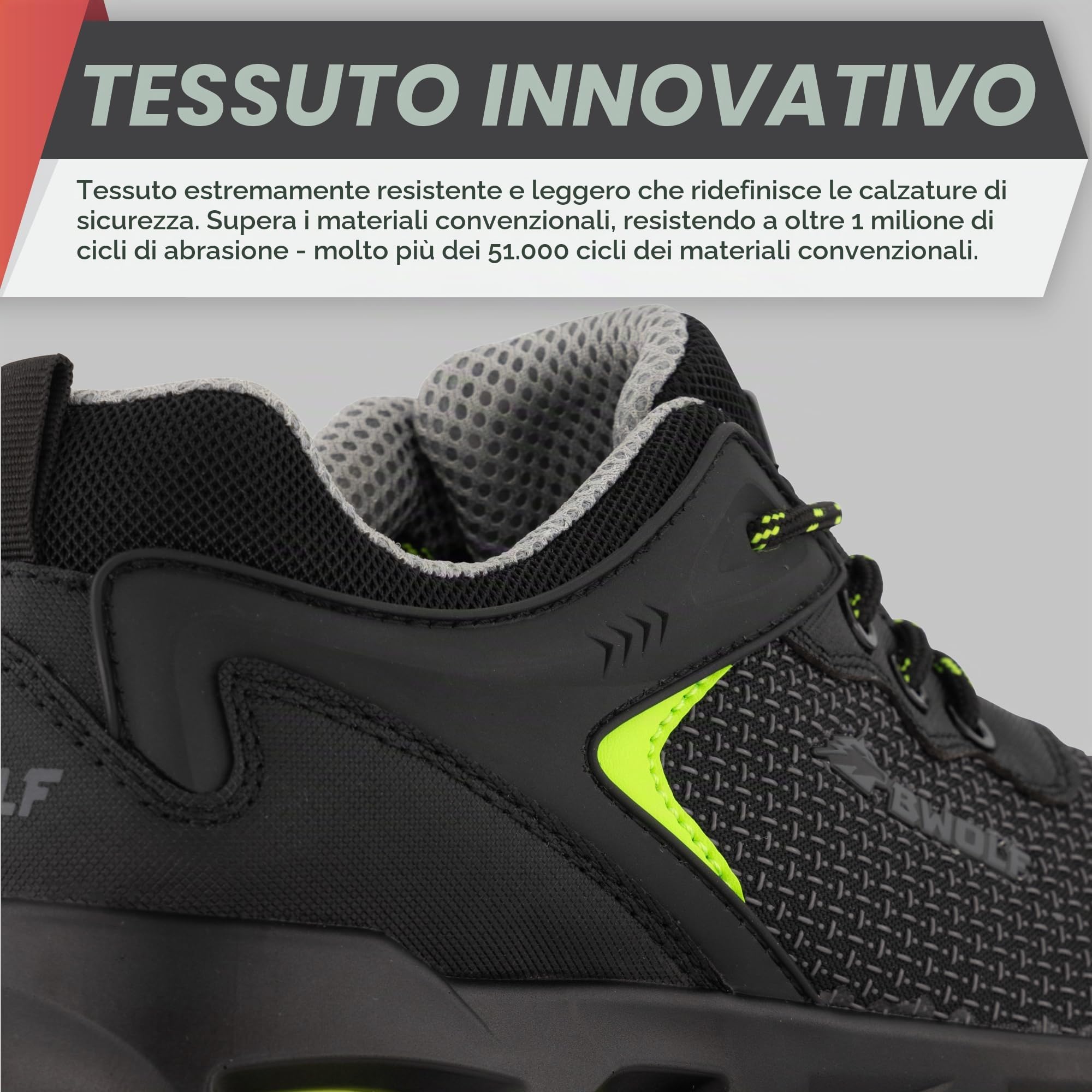 BWOLF S3S Scarpe Antinfortunistiche Uomo S3 da Materiale Innovativo, Impermeabili, 4x4 Grip Tech, Suola Ergo ESD