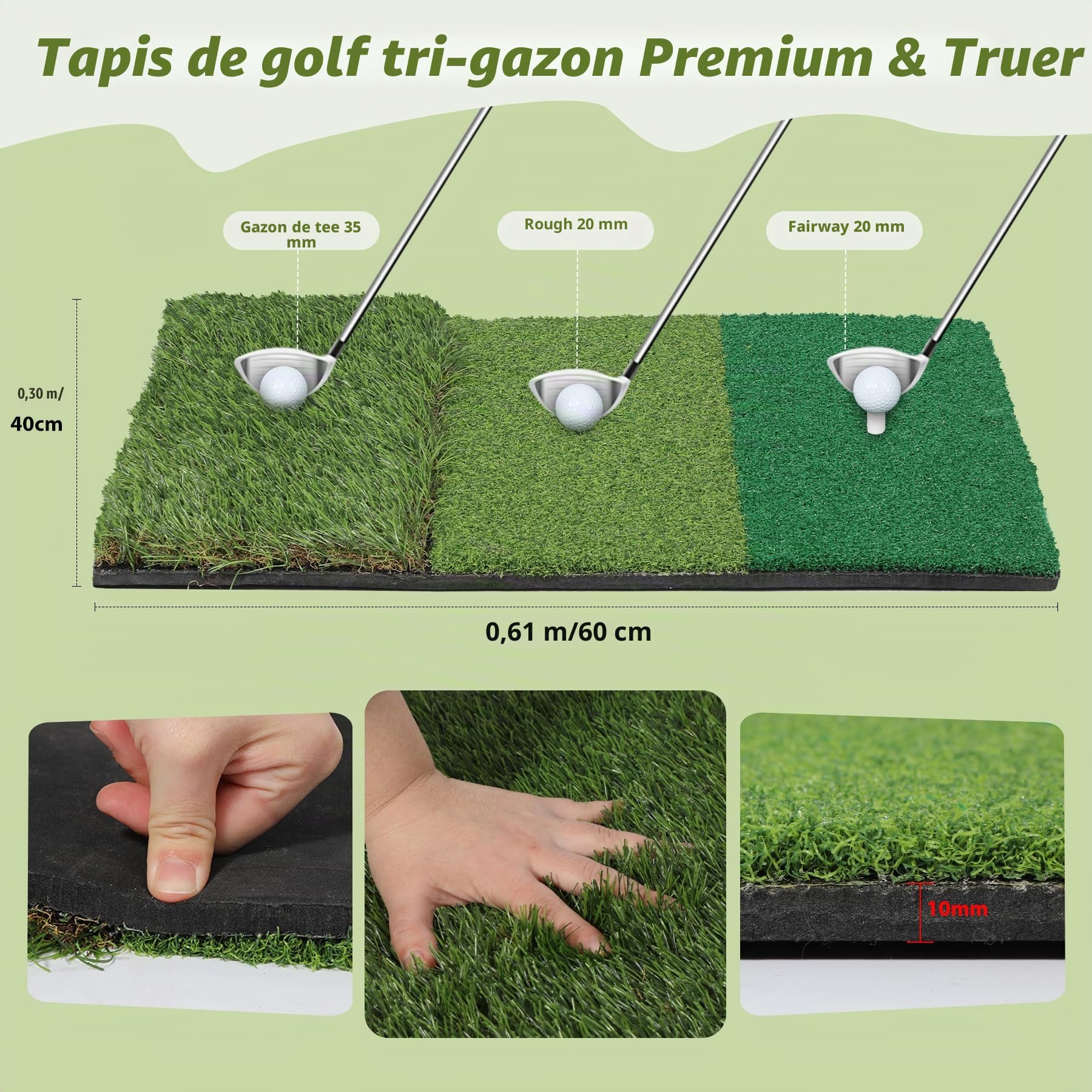 REDCAMP Filet d'entraînement de Golf avec Tapis de Frappe pour intérieur et extérieur
