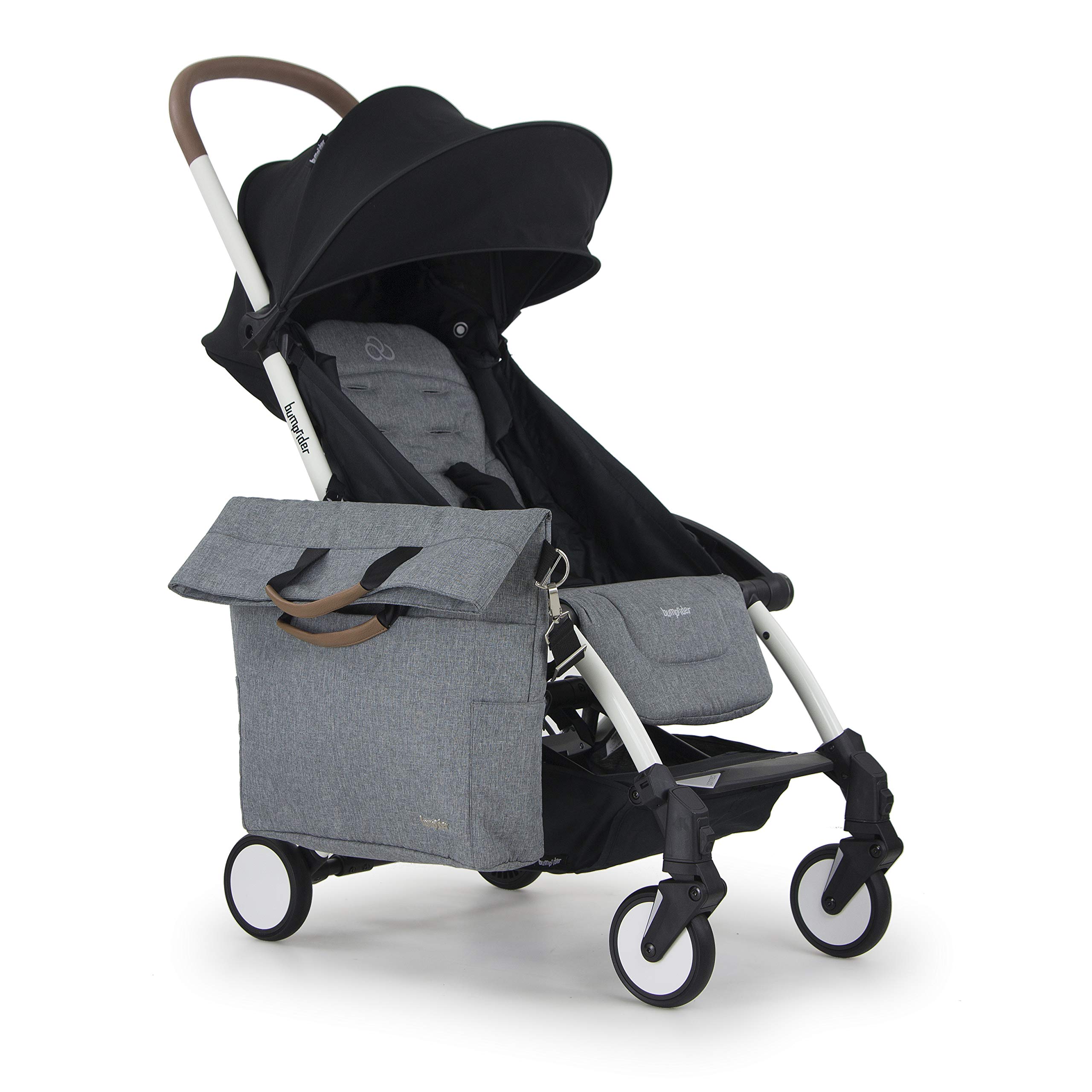Bumprider Mama Tasche mit 6 Innenfächern und magnetischem Haken zur Befestigung am Kinderwagen Bumprider Connect2 Farbe: Grau meliert Braun