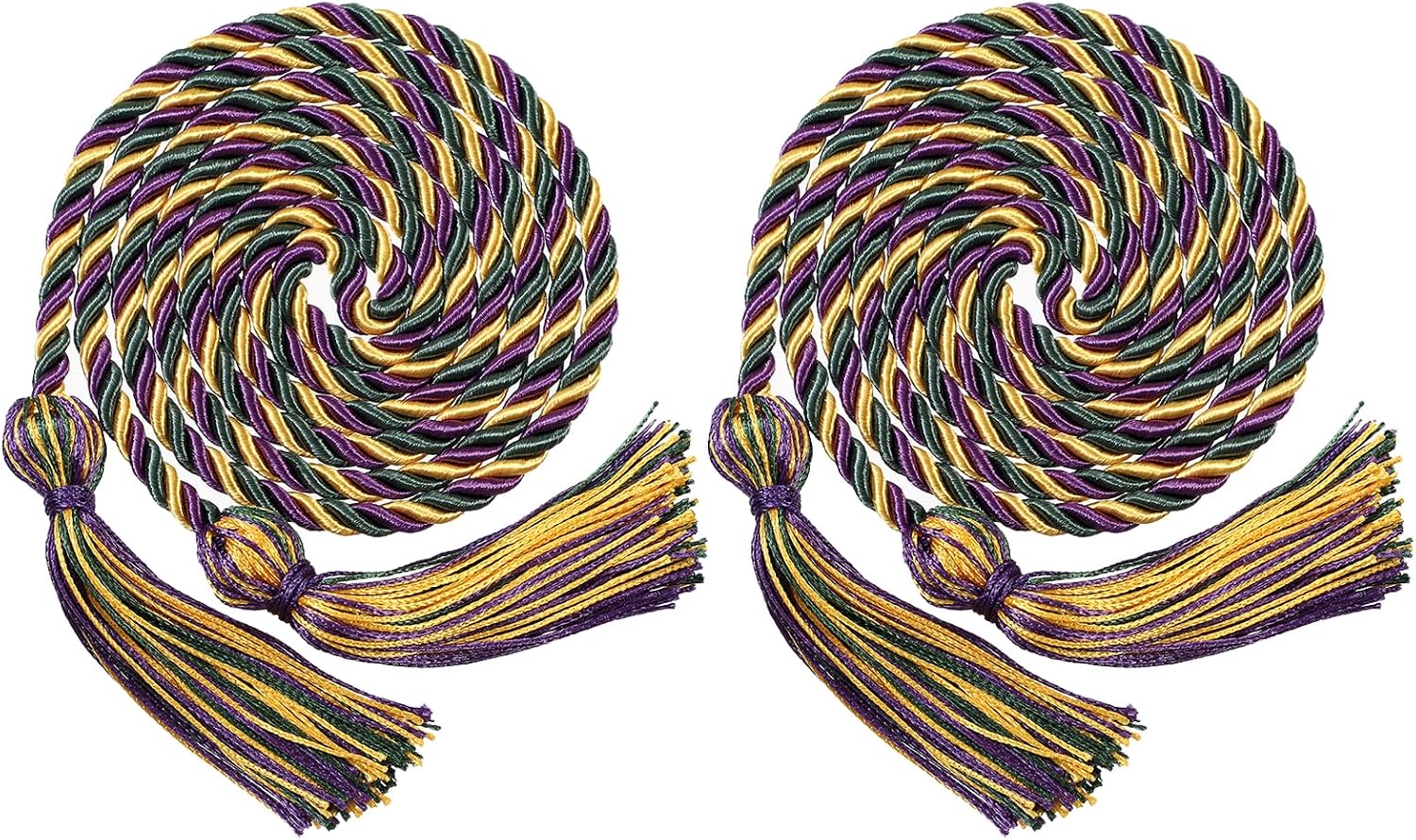 2 Pack Graduation Honor Cords with Tassel 68" (Peacock Blue White) | High School College Ceremony Accessories, Fit Bachelor, Master, Doctor Students, Photo Prop