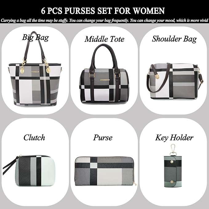 Set de Bolsos Satchel para Mujer 6 Piezas miniatura 3