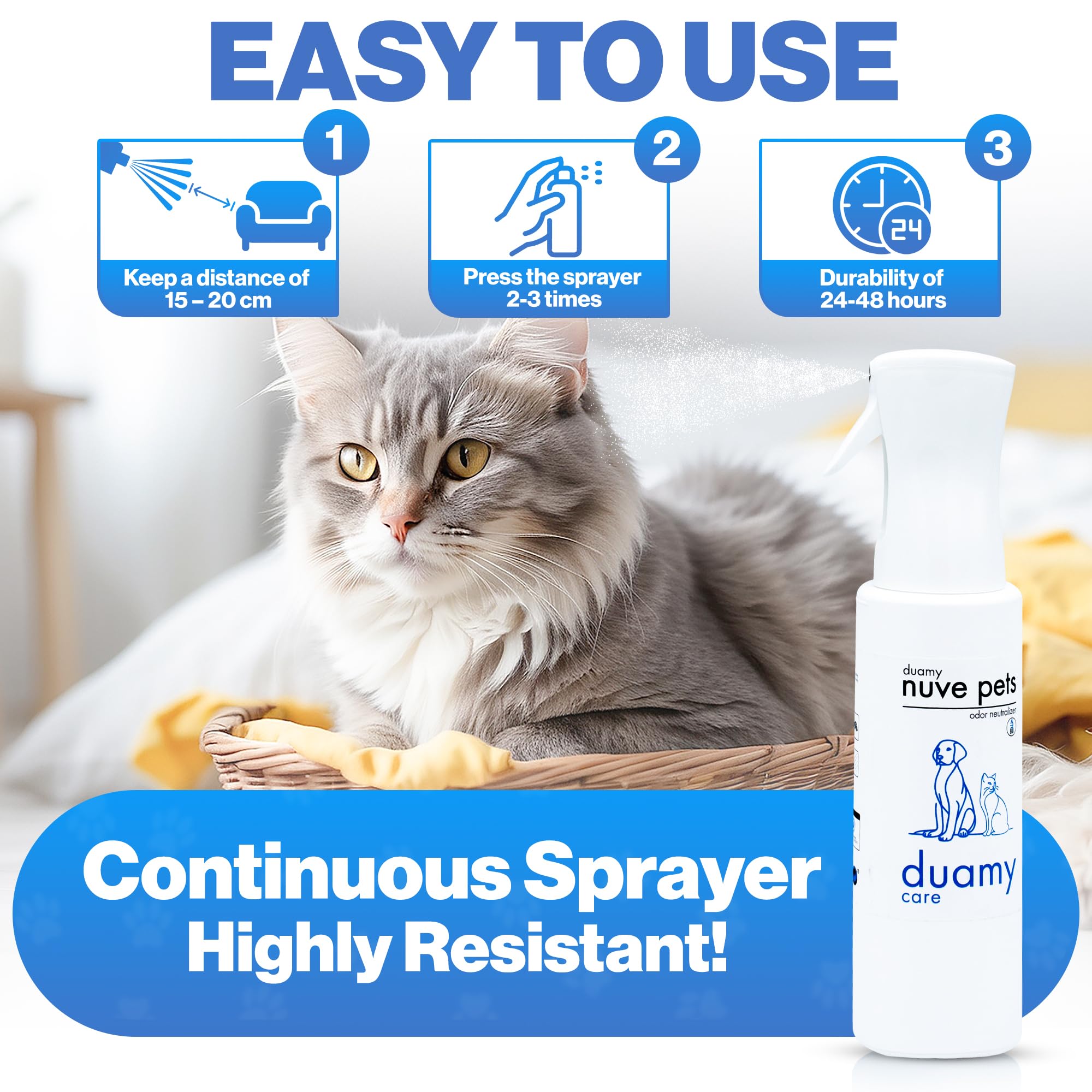 NUVE PETS Eliminador de olores de mascotas, ambientador ecológico sin propelentes, tóxicos ni alérgicos. Absorbe, bloquea y neutraliza olores. Anti-olor orines de Perros, Gatos. 500ml