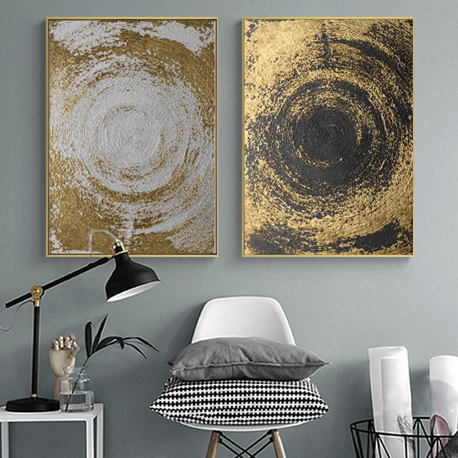 Amazon｜抽象的なゴールドサークルツリーテクスチャ古典的なキャンバス