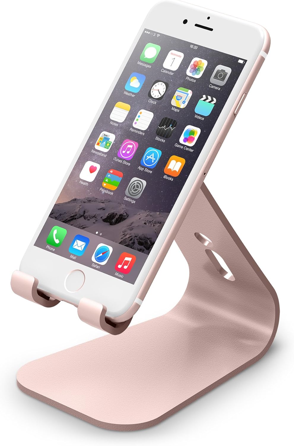 elago M2 Stand [Rose Gold] - [Premium Aluminum][Angled for Video Calls][Cable Management][Modern Design][Compatibility] - for All iPhones, Galaxy, and Other Smartphones