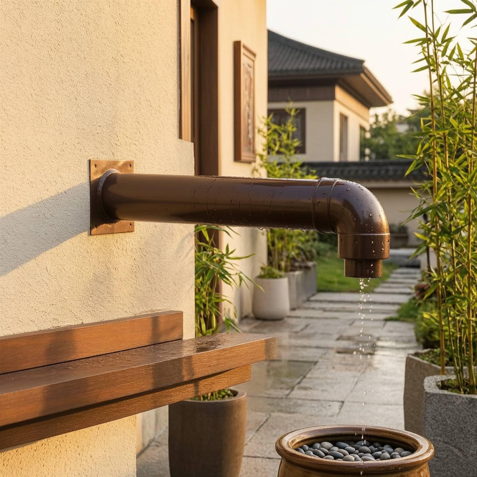 Chaîne de Drainage Pluviale Descentes Alternatives Ornement Gouttière à Coupelles Aluminium Alliage et Silencieux Guidage Fluide des Eaux Adaptée à Cour Villa