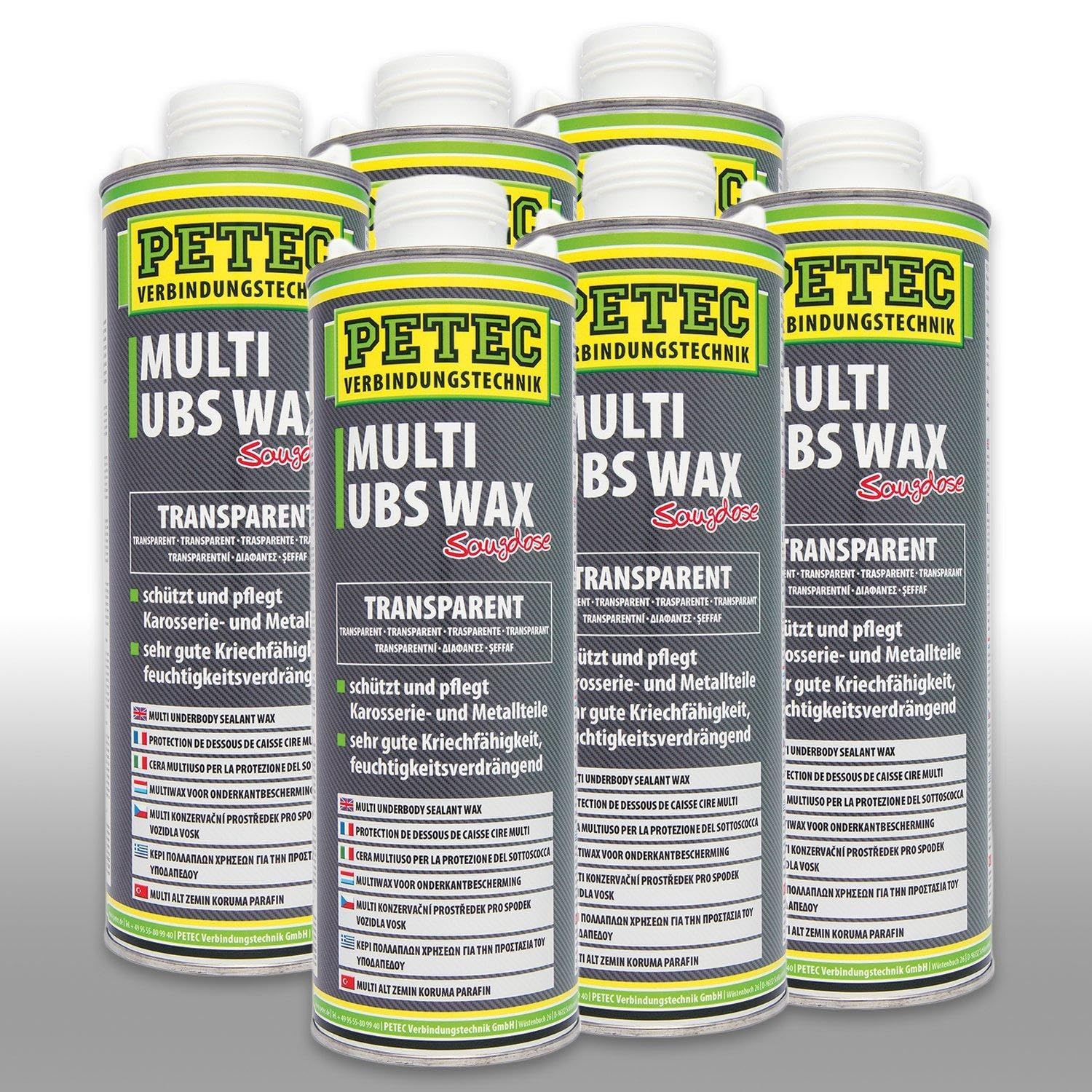 Petec_bundle 6X PETEC Multi UBS Wax Kautschukbasis Spray Dose TRANSPARENT 1.000 ML 73410