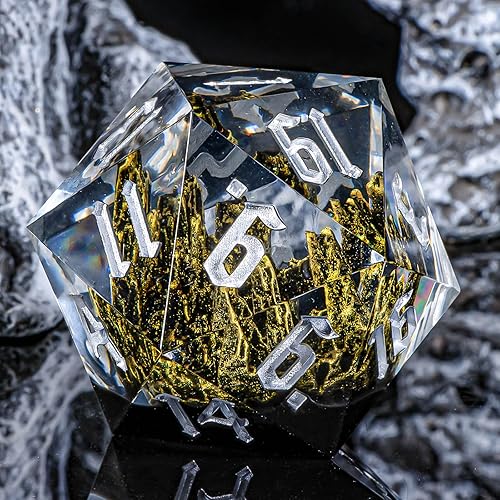 Miniatura 3 de KERWELLSI Juego de dados DND de resina, dados D20 gigantes individuales de 1.299 in con caja de regalo, juego de rol poliédrico naturaleza montaña