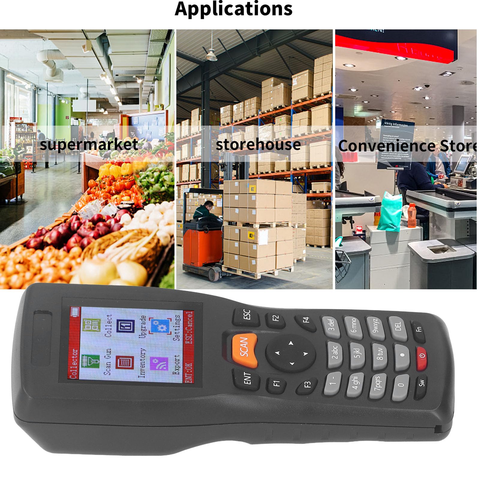 para almacén e inventario - Recolector de Datos inalámbrico y escáner de códigos de Barras 1D con Pantalla a Color TFT de 2,2 Pulgadas - Transmisión inalámbrica de 2,4 GHz con