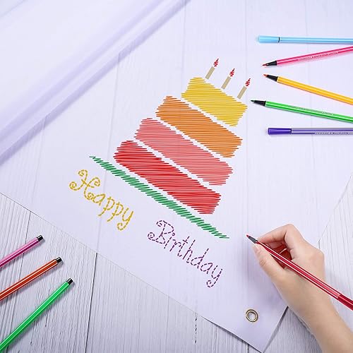 Vista 68 de Pancarta grande y letreros en blanco de poliéster, tela Oxford, pancarta con cuerda colgante para pared interior, exterior, fácil de colgar