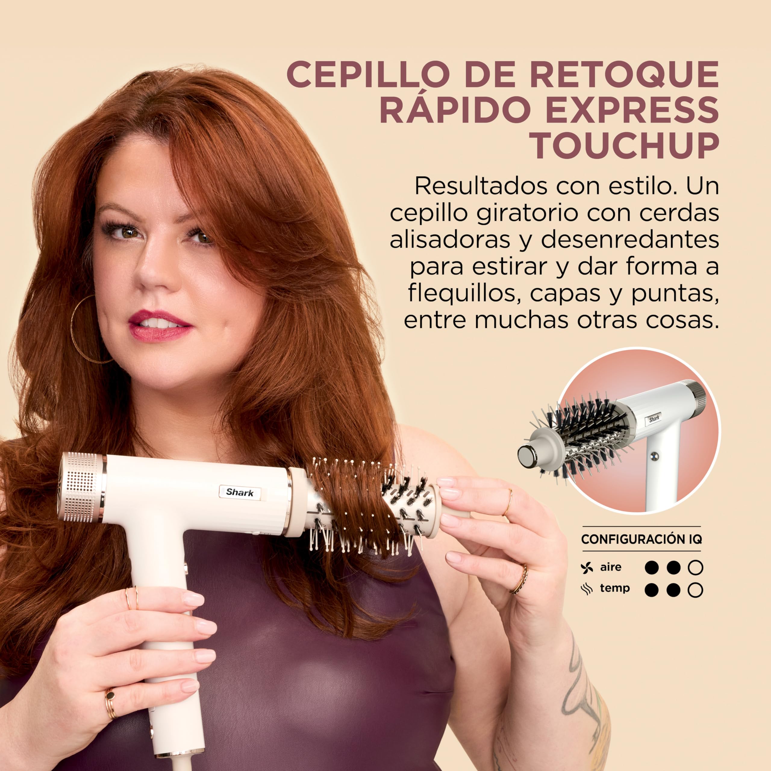 Shark SpeedStyle Secador de pelo y Rapid Gloss Finisher con bolsa de viaje, 5 moldeadores, para todo tipo de cabellos, secado rápido, sin dañar el cabello, ajustes automáticos, en blanco seda, HD352EU