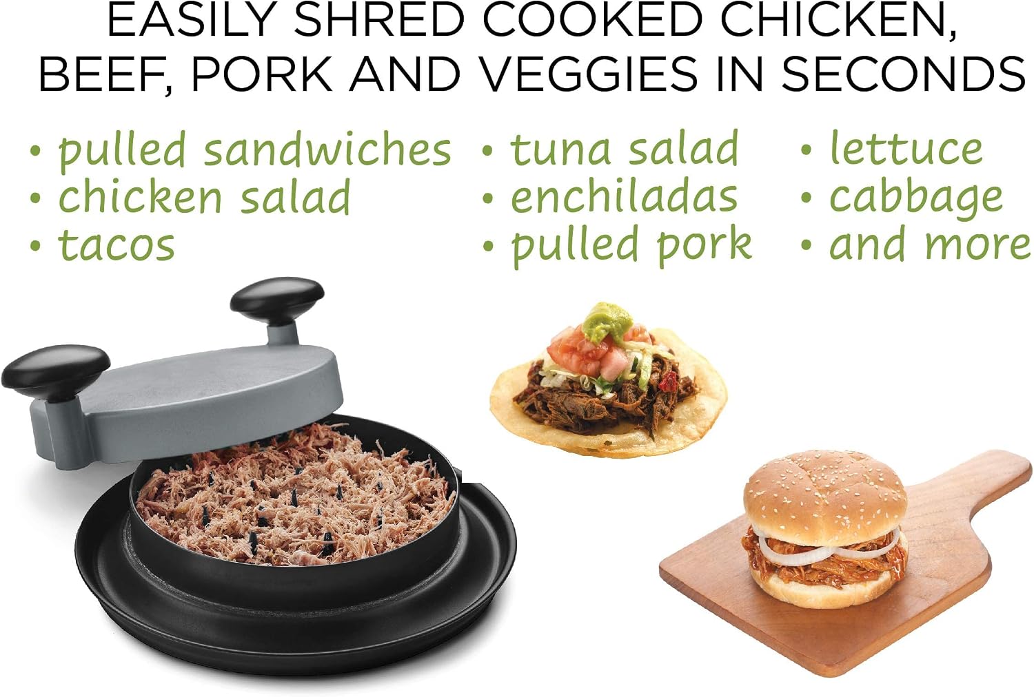 Chicken Shredder Shred Machine Meat Shredder for Pulled Pork Red Beef and Chicken 20CM/7.9IN Dishwasher Safe (1pc Gray)