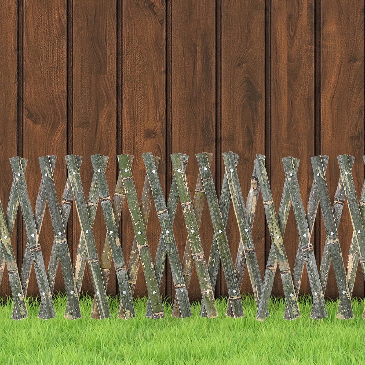 Retractable Fence Panel for Garden Border Yard Screen, Freestanding Outdoor Decorative Fence Frame with Climbing Trellis for Patio and Backyard Landscaping