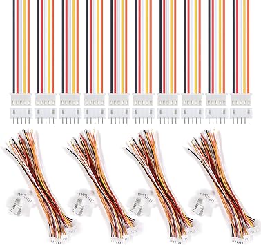 20 Pairs 5 Pin for JST-XH Connector Kit, XH 2.54mm 5pin Header Male and Female Connectors Plug Adapter with Flat Wire Cable 150mm 24AWG Compatible with for JST XH