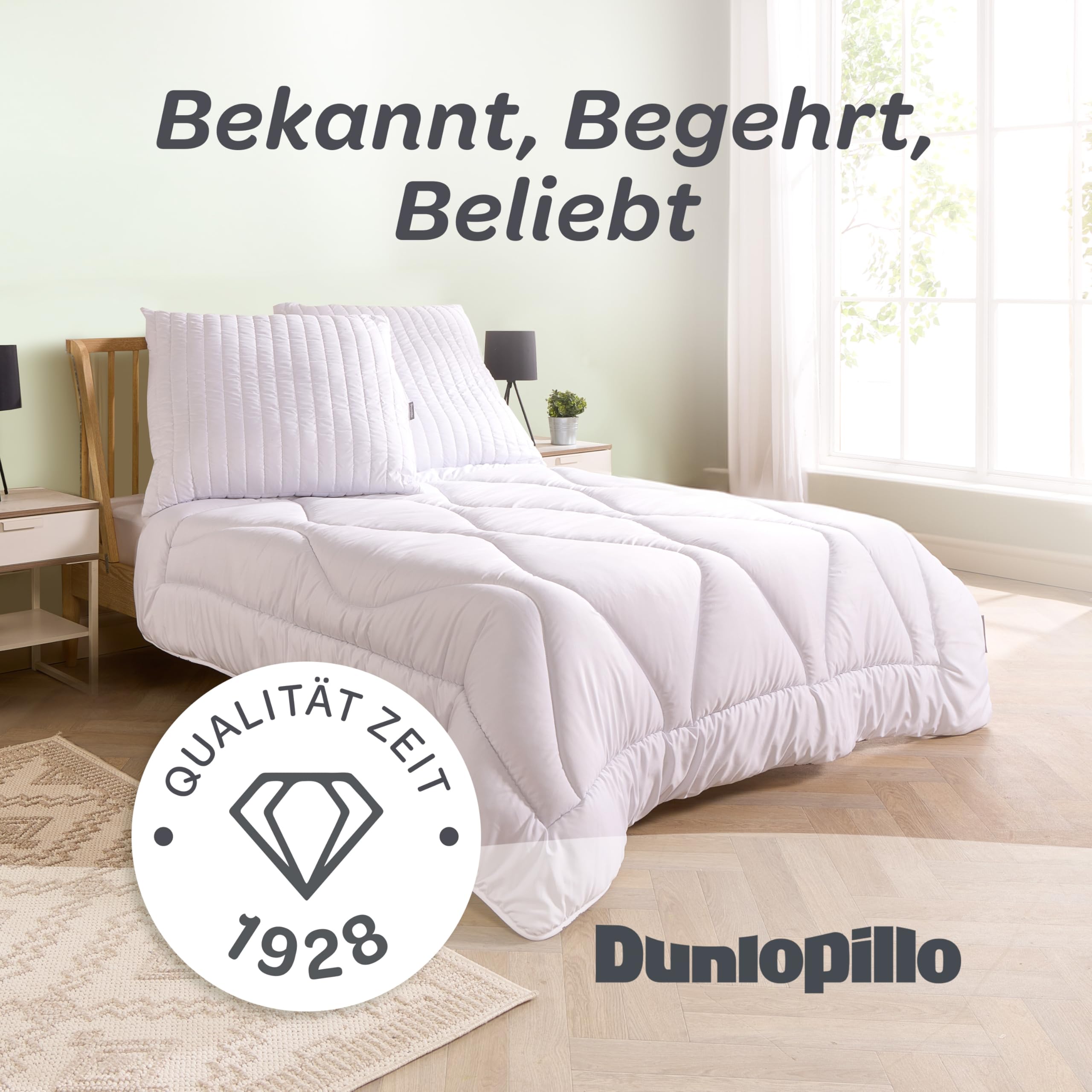 Dunlopillo Bettdecke 155x220 - Premium Ganzjahresdecke | Oeko-Tex Zertifiziert Decke für Allergiker | Winter Steppdecke, Decken, Duvet, Winterdecke, Bettdecken 155x220cm