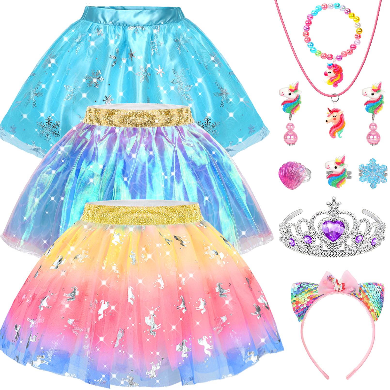 OHARLOBE Princess Dress Up for Girls 4-6,Light Up Dress Up Clothes Toddler Toy,Kids Toys for 3-6 year old Girl Birthday Gift