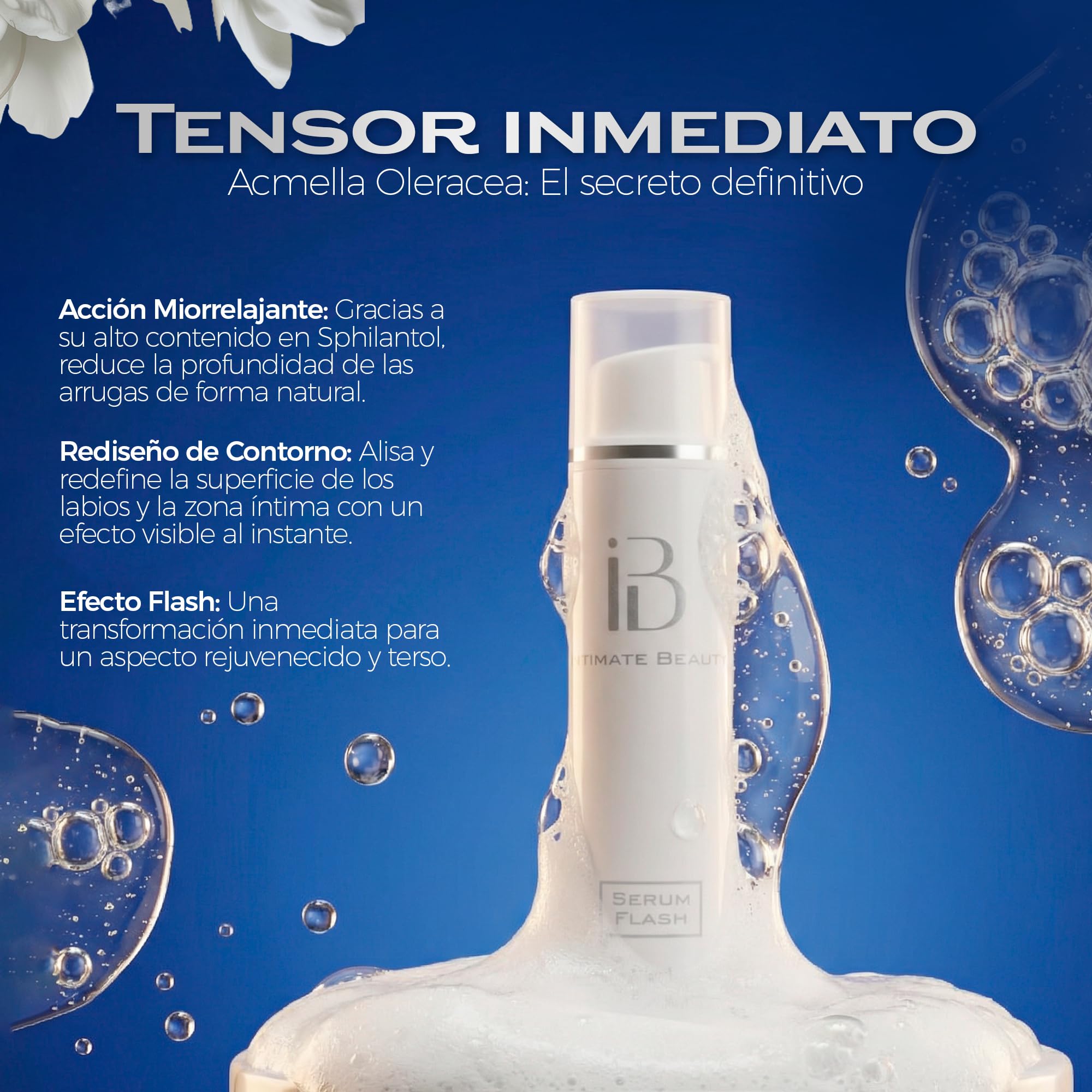 Intimate beauty sérum flash íntimo mujer 15 ml – reafirmante vulvar con ácido hialurónico | efecto lifting inmediato, regeneración celular y testado ginecológicamente