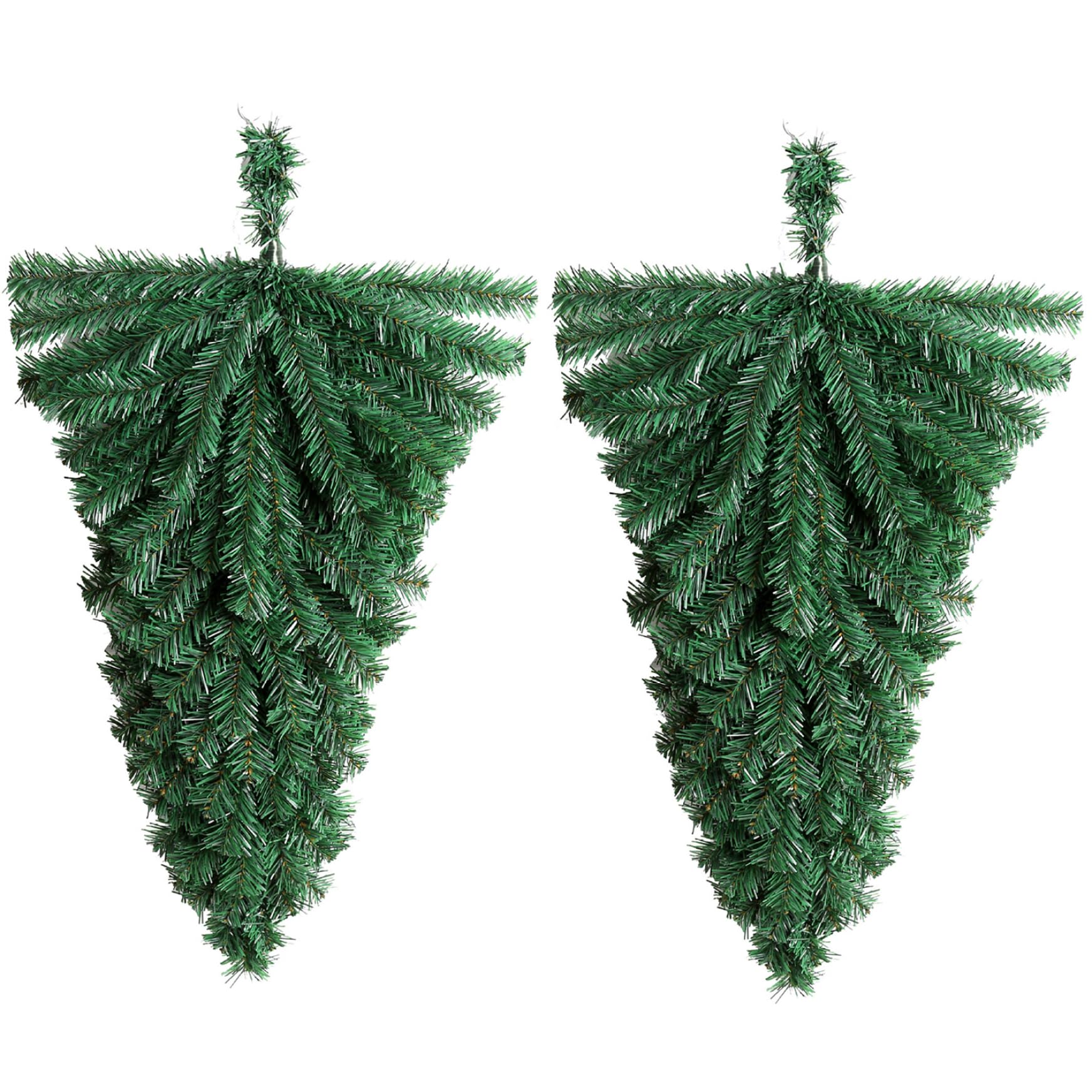CUCUFA Christmas Teardrop Swag,2Pcs Artificial Pine Swags,18x10inch Upside Down Tree Shape Teardrop Swag,Front Door Teardrop Wreath for Holiday Christmas Decoration