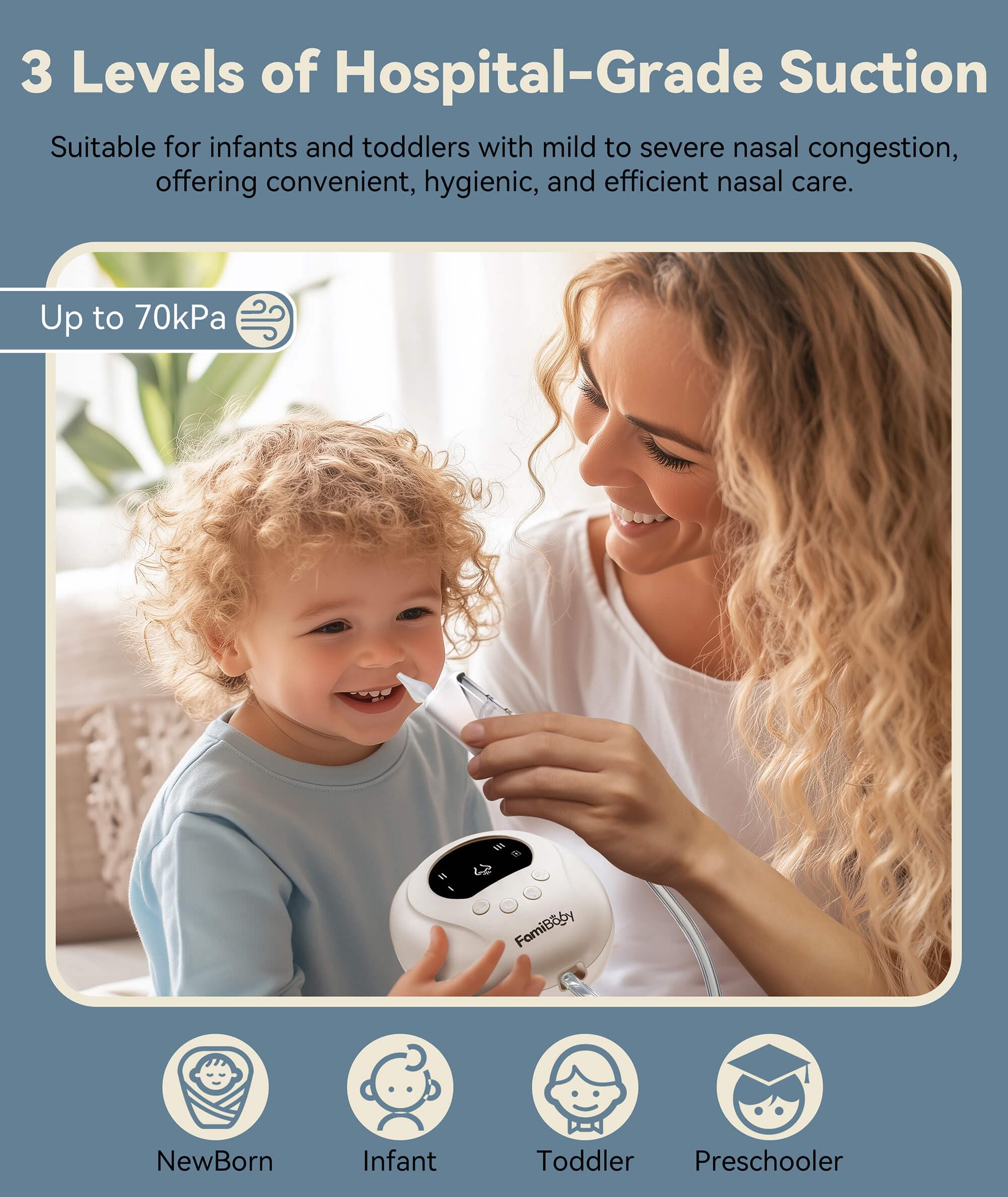 Aspirador nasal eléctrico para bebés y niños pequeños | Succionador de nariz de bebé con 3 niveles de succión | Aspirador de nariz fácil de limpiar para bebés | Succionador de moco portátil