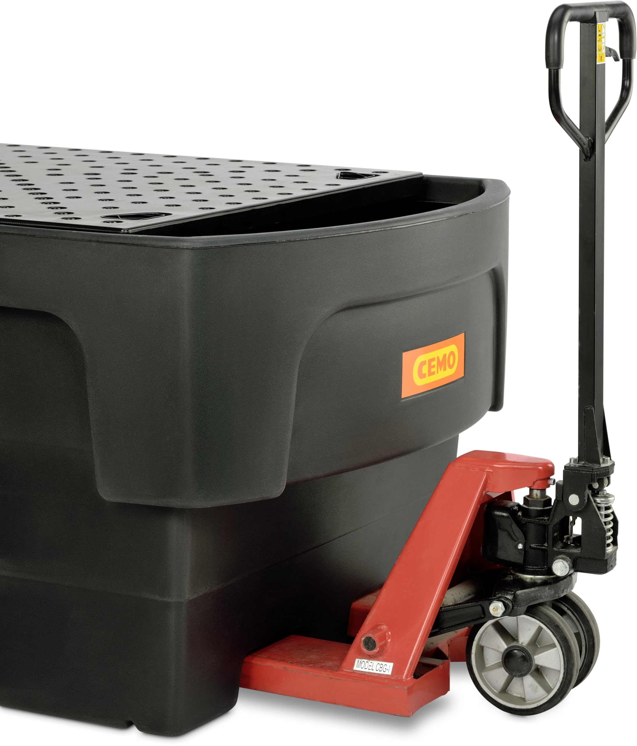 CEMO | Cubeta colectora de PE para contenedores depósito IBC/KTC | para 1 IBC/KTC con Recipiente de trasiego antepuesto | con Placa Perforada de PE