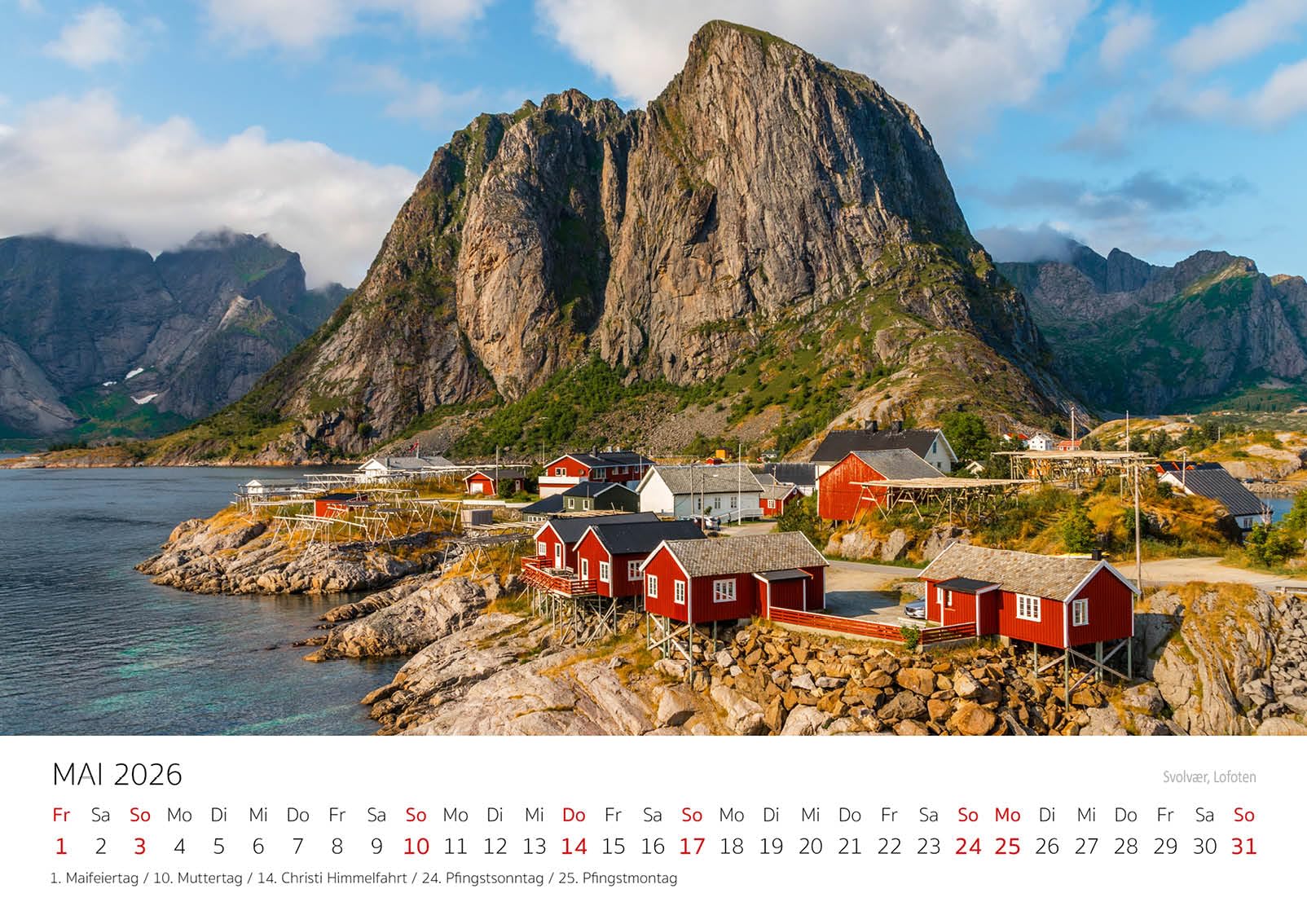 Edition Seidel Premium kalender Noorwegen 2025 formaat DIN A3 wandkalender Scandinavië Oslo Trondheim bergen gletsjer kustfjorden noorderlicht polarlichten
