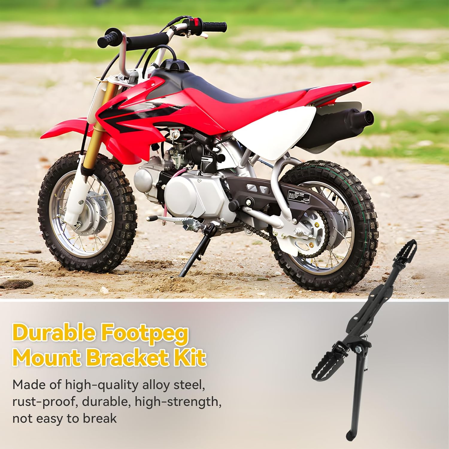 HIAORS Dirt Bike Foot Peg Mount Bracket Kickstand Kit Compatible with SSR 110 125 CRF50 XR50, Motorcycle Foot Pegs Bracket for 110cc 125cc TaoTao Coolster Baja Apollo Thumpstar Kayo Pit Bike Parts