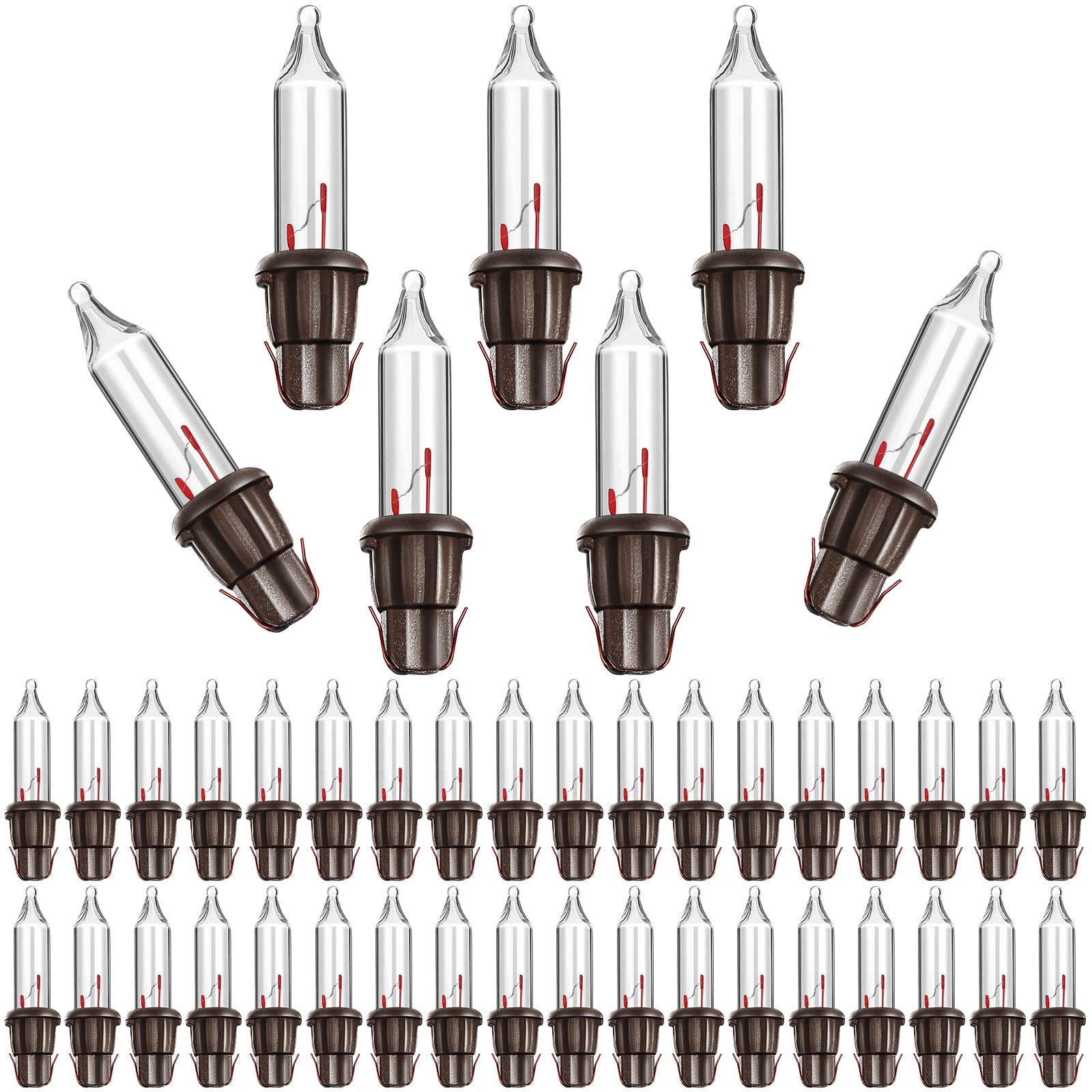 Photo 1 of Mudder 200 Pieces 2.5V Replacement Christmas Tree Light Bulbs 50/100/150/200 Count Mini Incandescent Wire String Light Replacement Bulbs for Xmas Tree Decoration (Brown Base with Warm White Bulb)